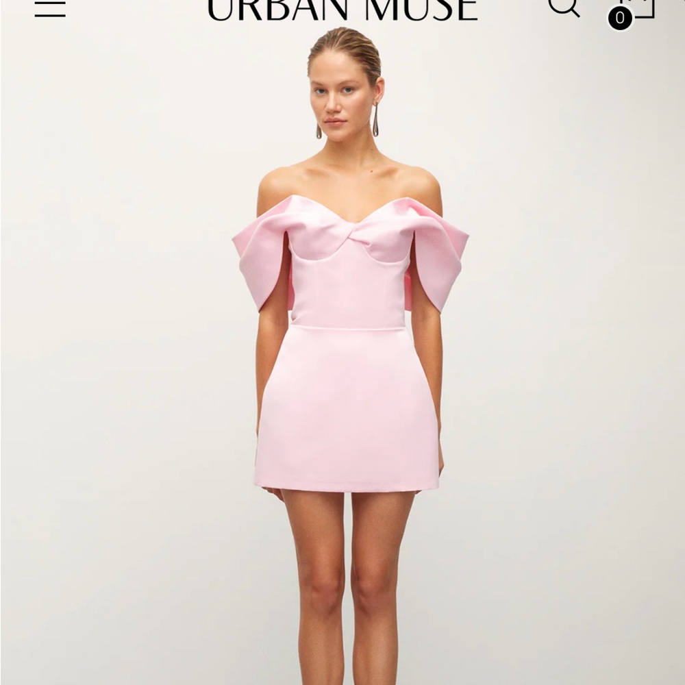 Urban muse Off-The-Shoulder Mini Satin Pink Dress